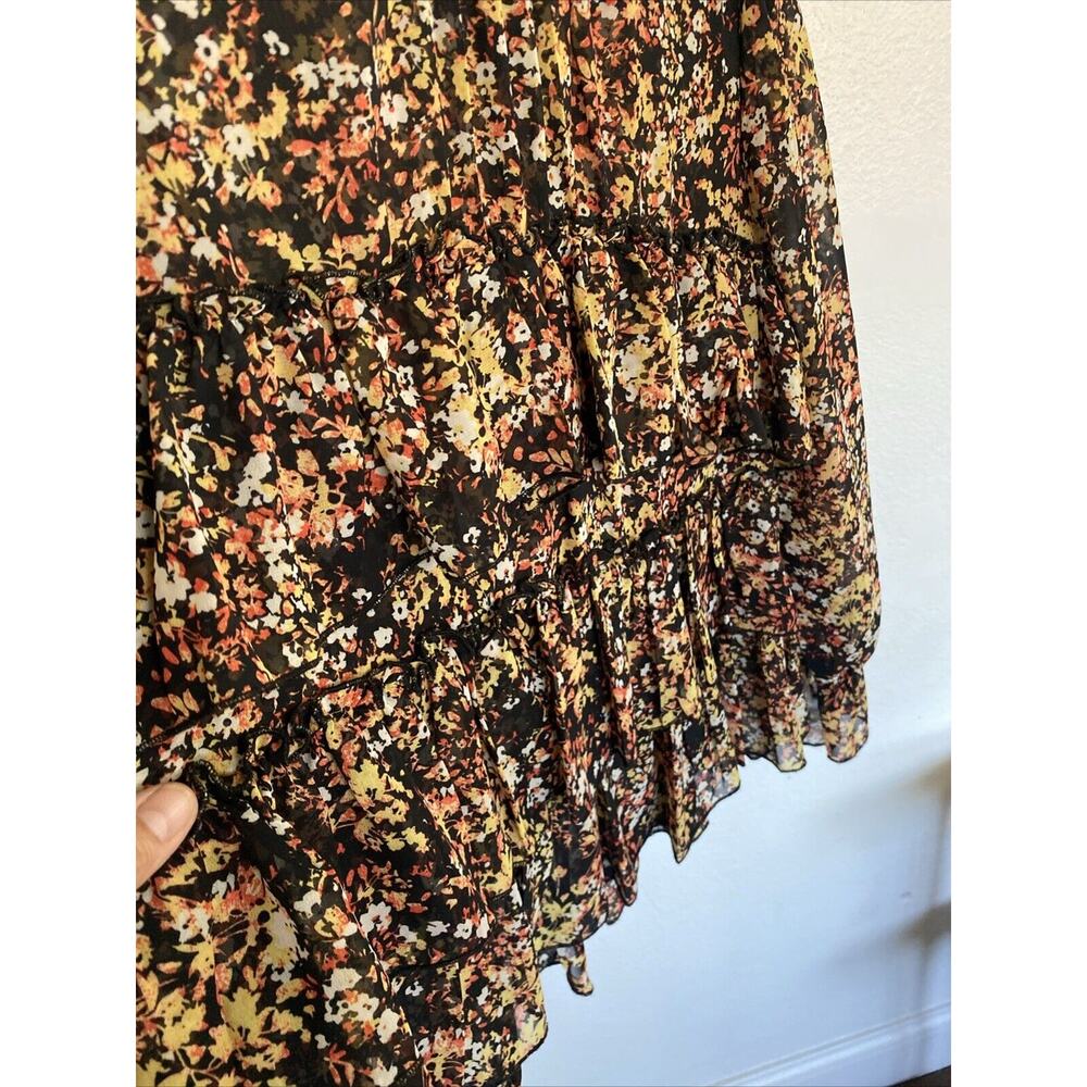 Adyson Parker ADY P Black & Yellow Orange Floral Top w/ Ruffles, Size XSmall - Picture 3 of 6